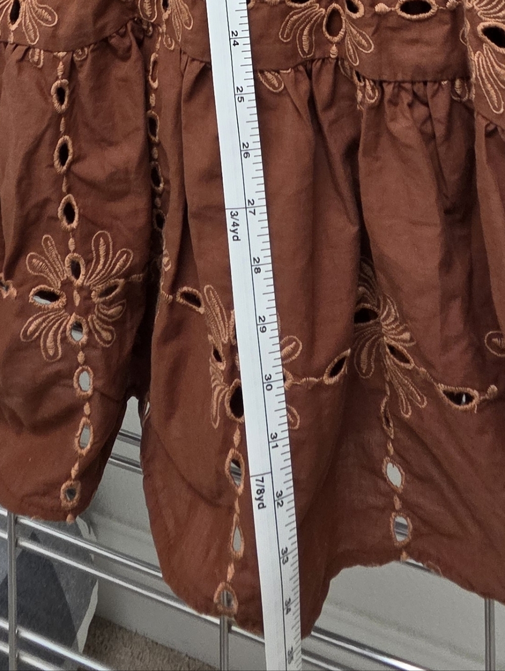 Eva Franco Rust Eyelet Button-Tier Dress - Picture 5 of 11